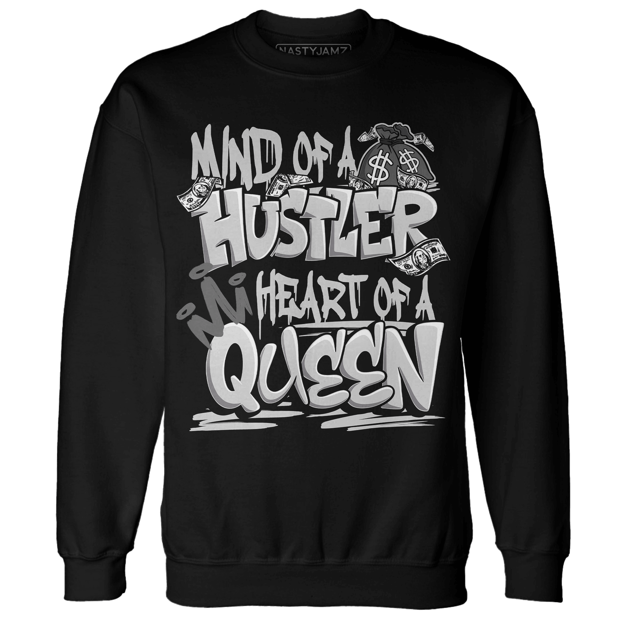 Retro High OG Black White 1s Sweatshirt Match Hustler Heart Queen - NastyJamz