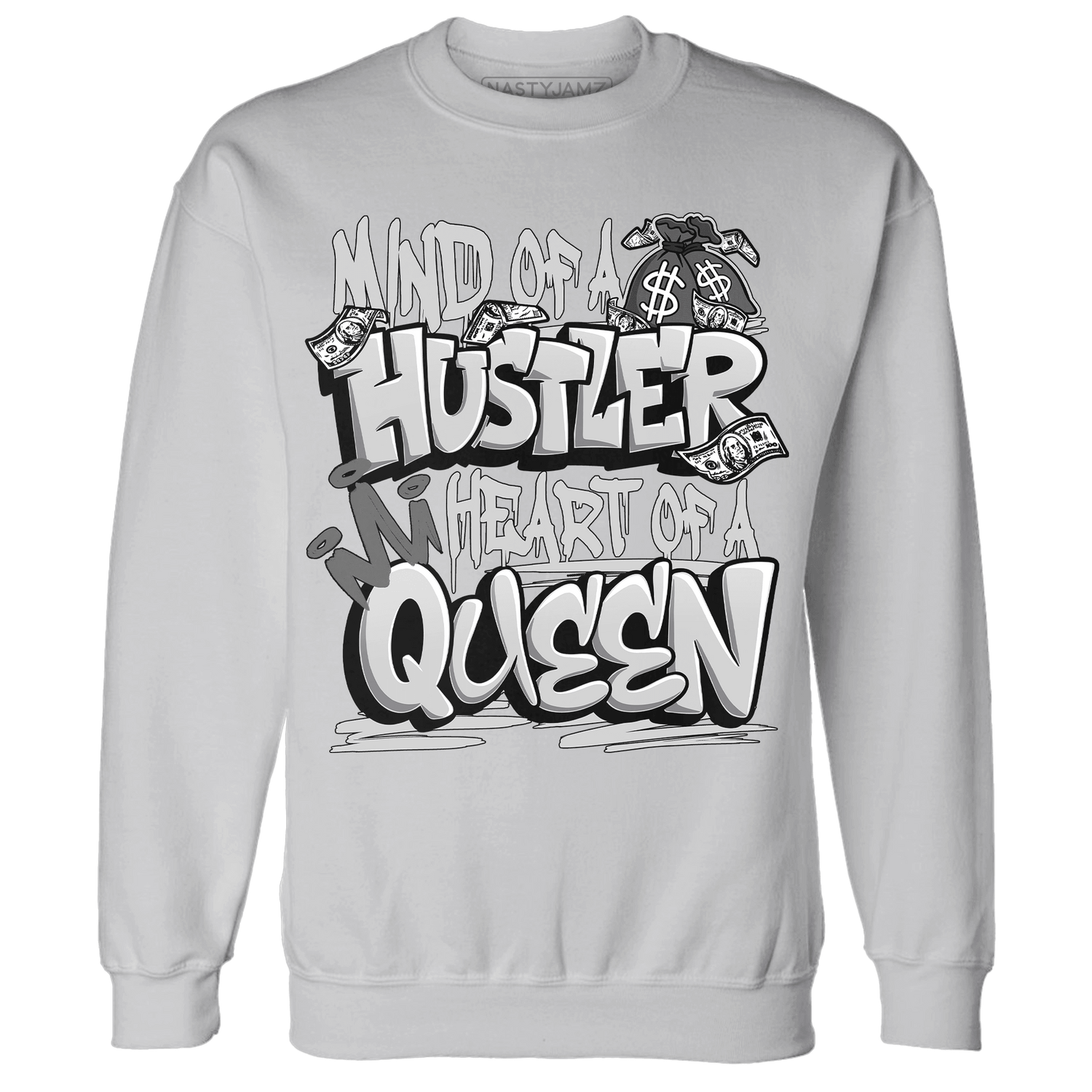 Retro High OG Black White 1s Sweatshirt Match Hustler Heart Queen - NastyJamz