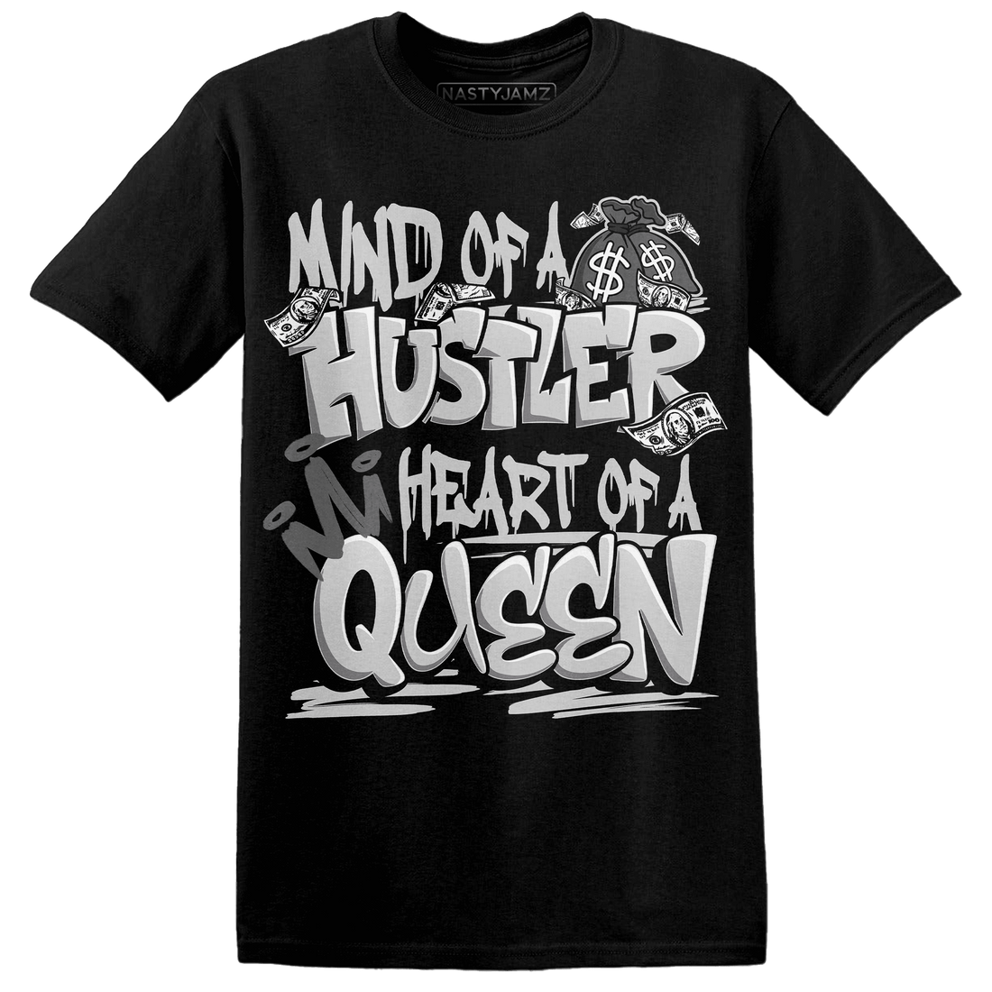 Retro High OG Black White 1s T Shirt Match Hustler Heart Queen - NastyJamz