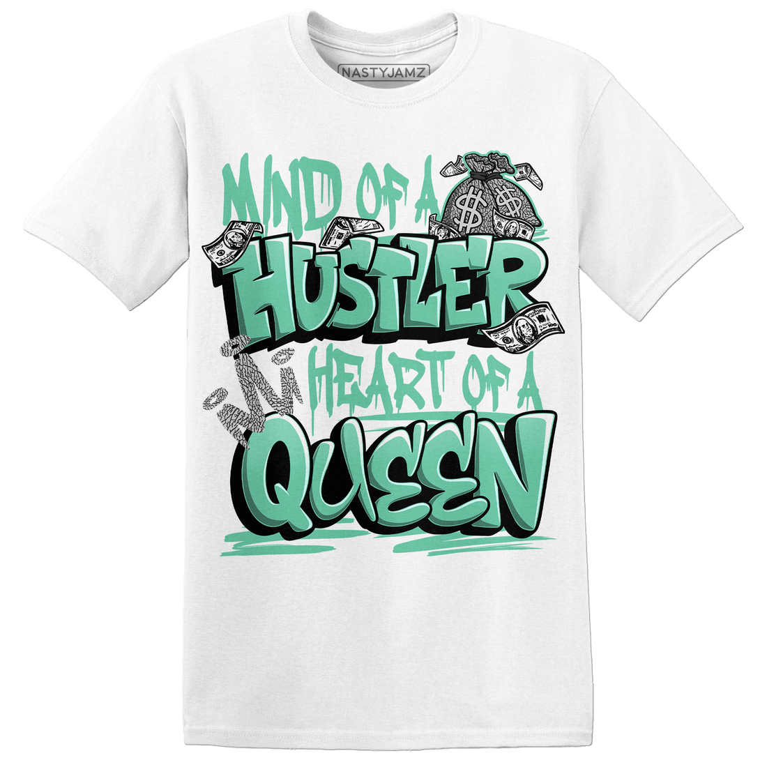 Green Glow 3s T Shirt Match Hustler Heart Queen - NastyJamz