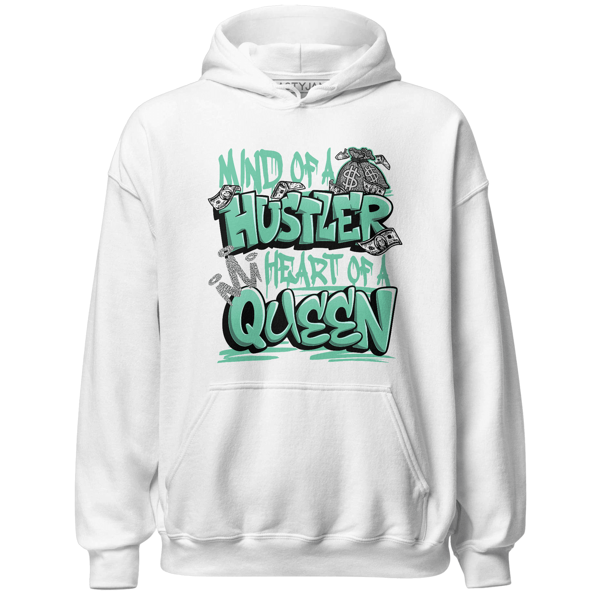 Green Glow 3s Hoodie Match Hustler Heart Queen - NastyJamz