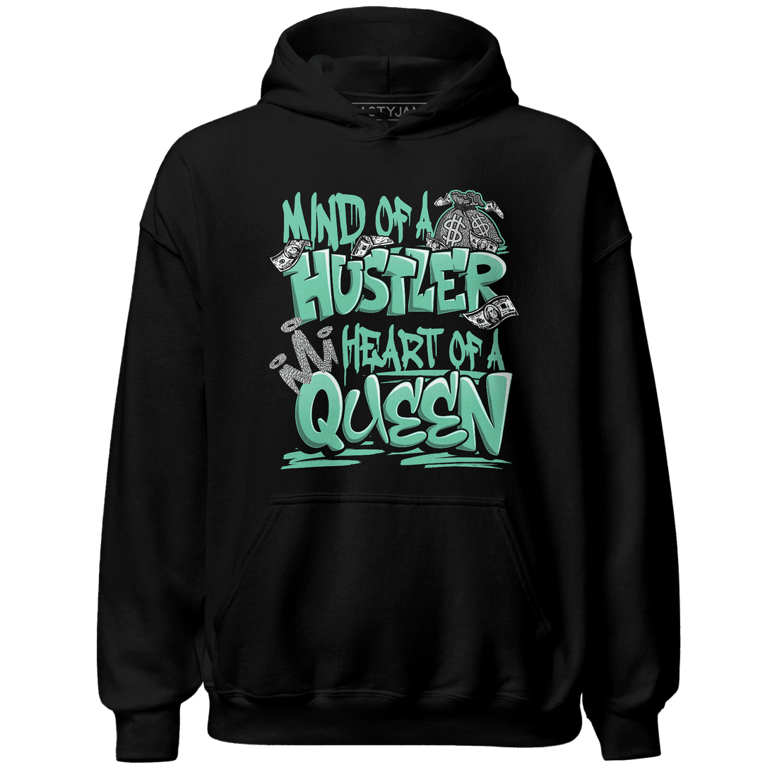 Green Glow 3s Hoodie Match Hustler Heart Queen - NastyJamz