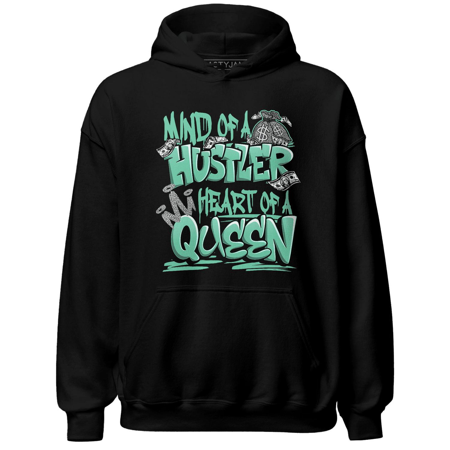 Green Glow 3s Hoodie Match Hustler Heart Queen - NastyJamz