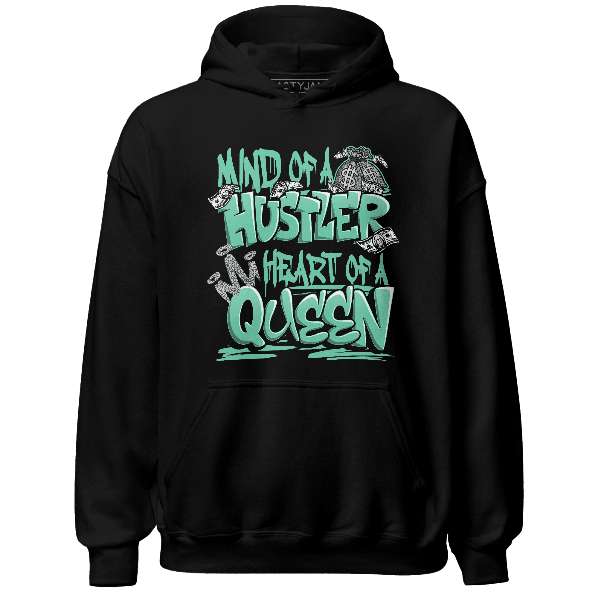 Green Glow 3s Hoodie Match Hustler Heart Queen - NastyJamz