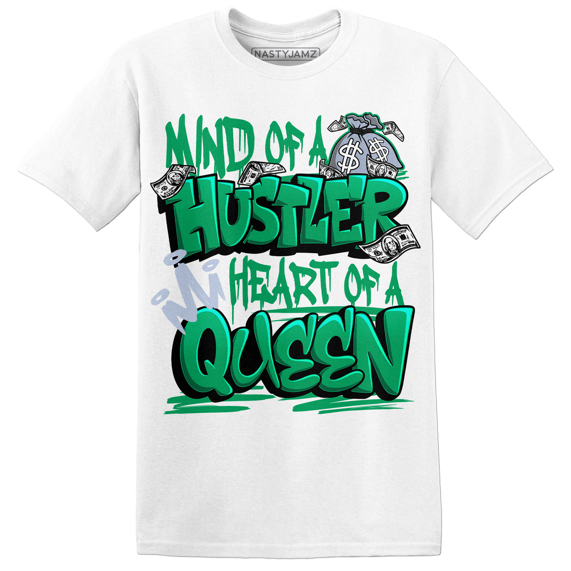 Lucky Green 5s T Shirt Match Hustler Heart Queen - NastyJamz