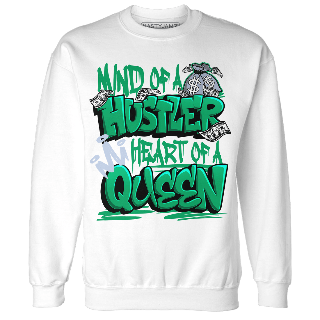 Lucky Green 5s Sweatshirt Match Hustler Heart Queen - NastyJamz