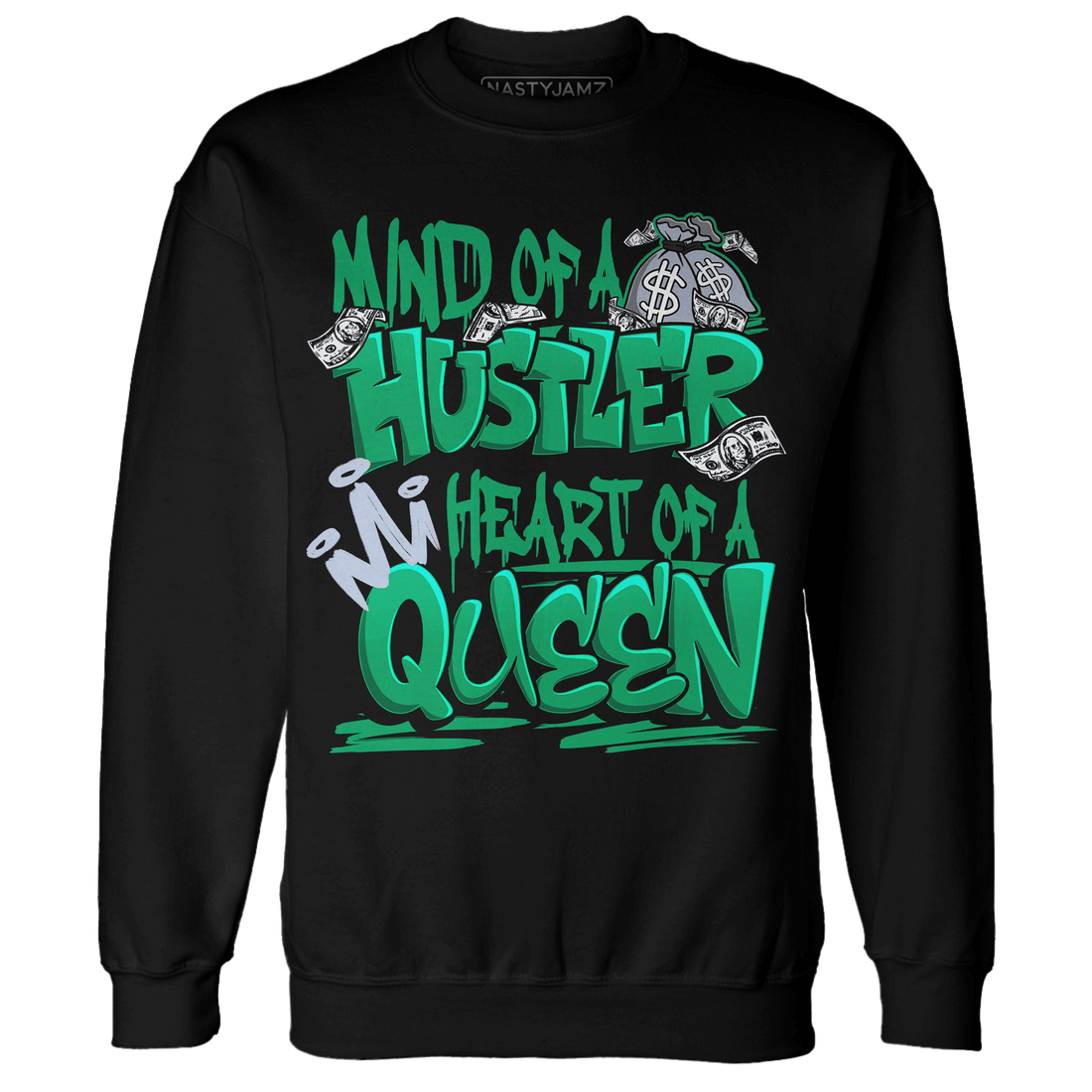 Lucky Green 5s Sweatshirt Match Hustler Heart Queen - NastyJamz