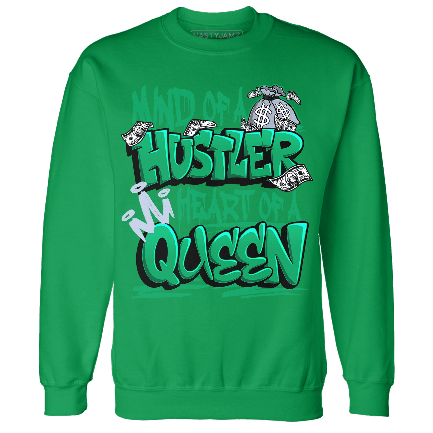 Lucky Green 5s Sweatshirt Match Hustler Heart Queen - NastyJamz