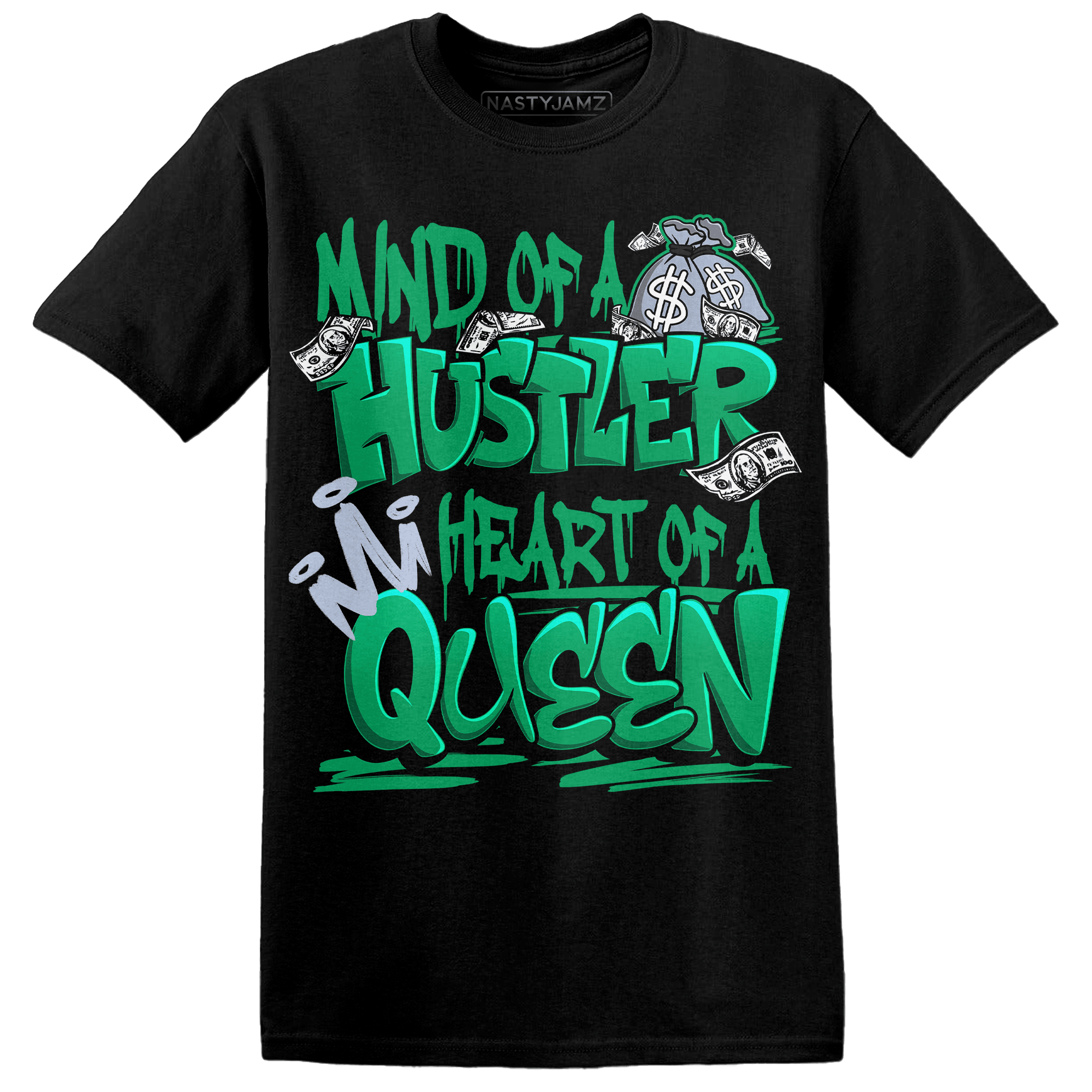 Lucky Green 5s T Shirt Match Hustler Heart Queen - NastyJamz