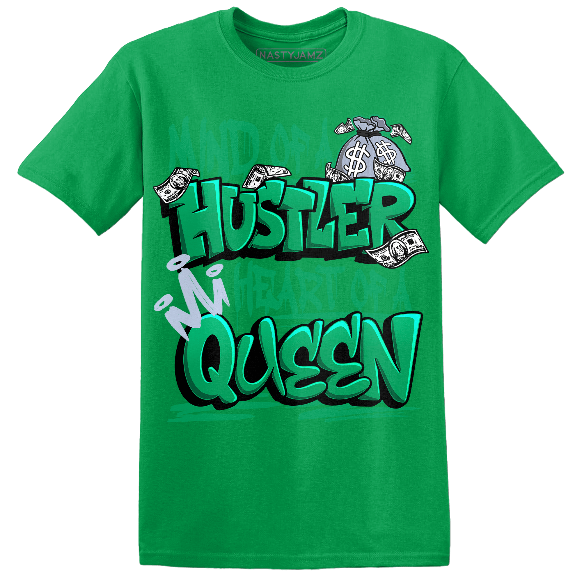 Lucky Green 5s T Shirt Match Hustler Heart Queen - NastyJamz