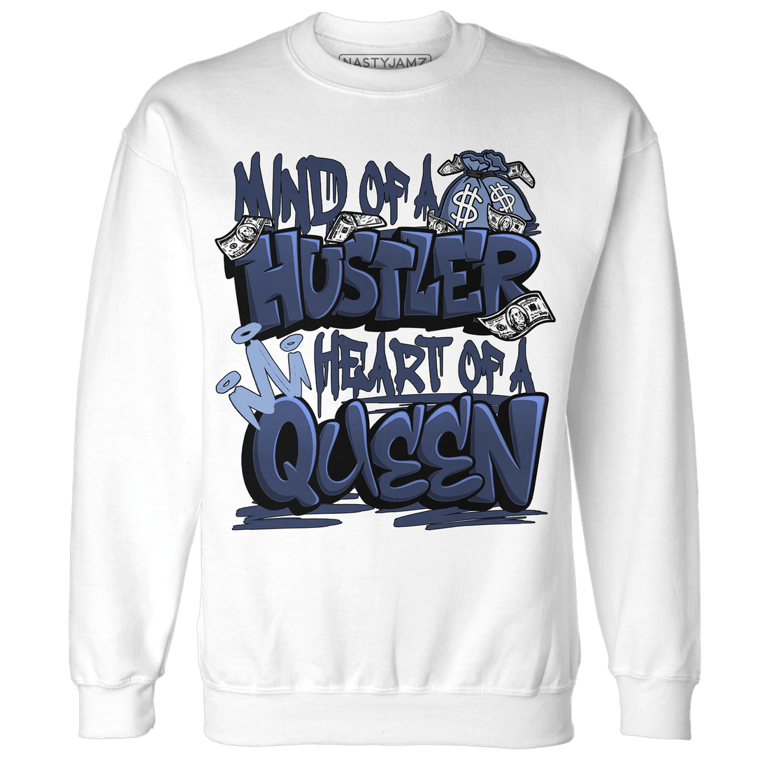 Midnight Navy 5s Sweatshirt Match Hustler Heart Queen - NastyJamz