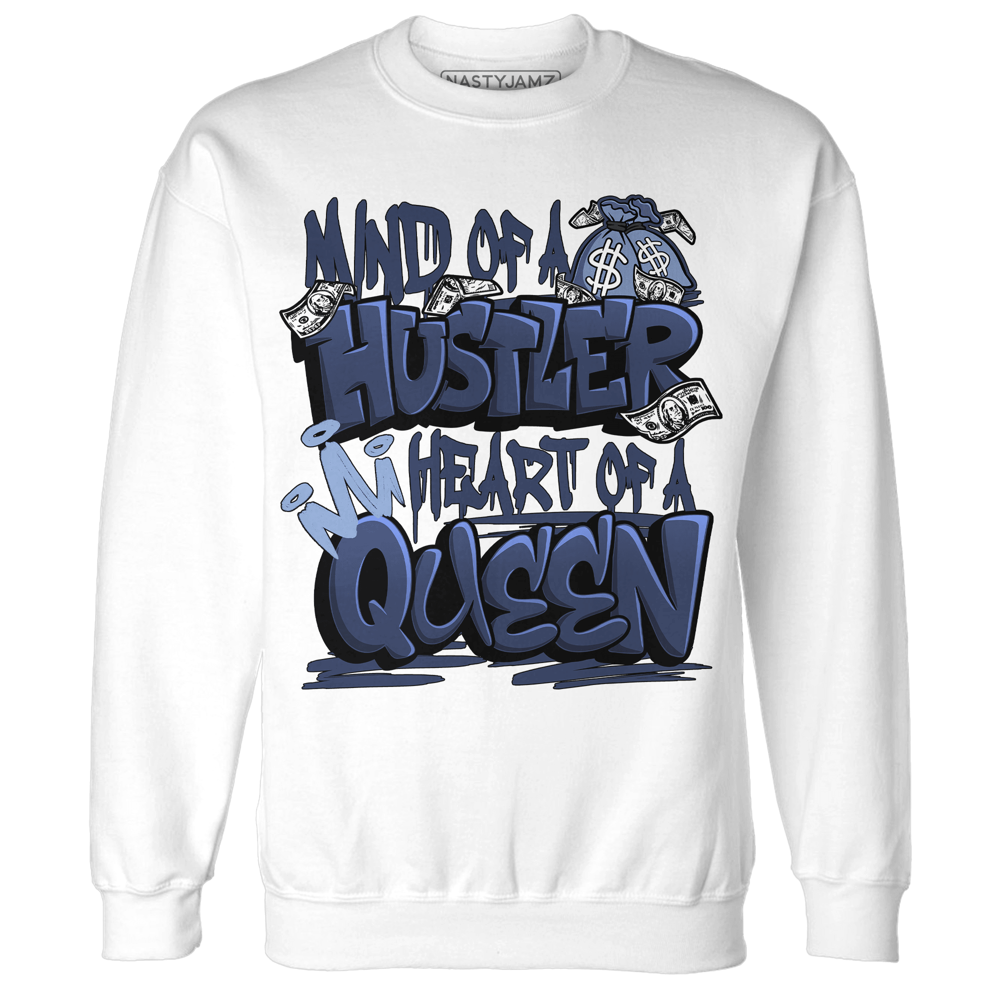 Midnight Navy 5s Sweatshirt Match Hustler Heart Queen - NastyJamz