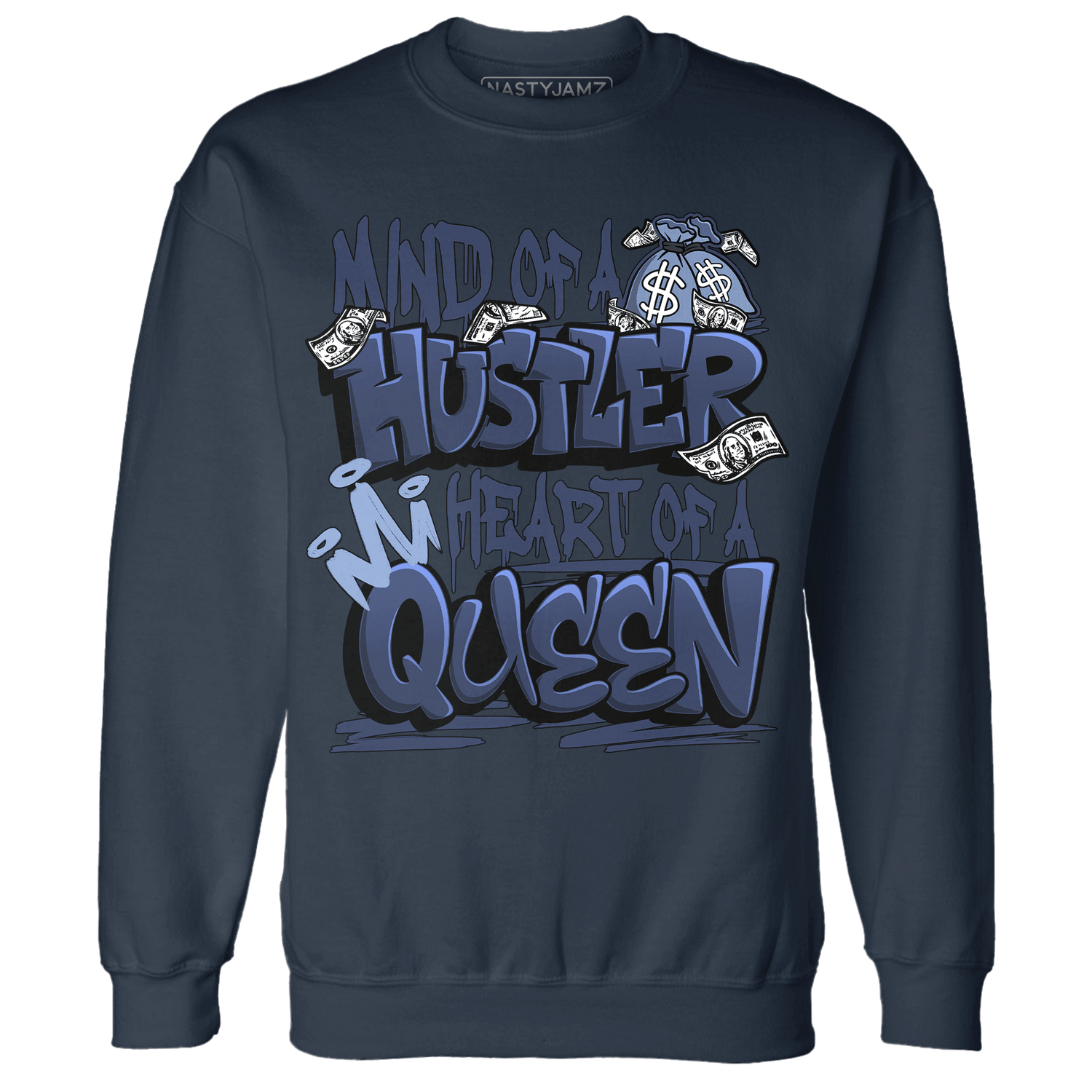 Midnight Navy 5s Sweatshirt Match Hustler Heart Queen - NastyJamz