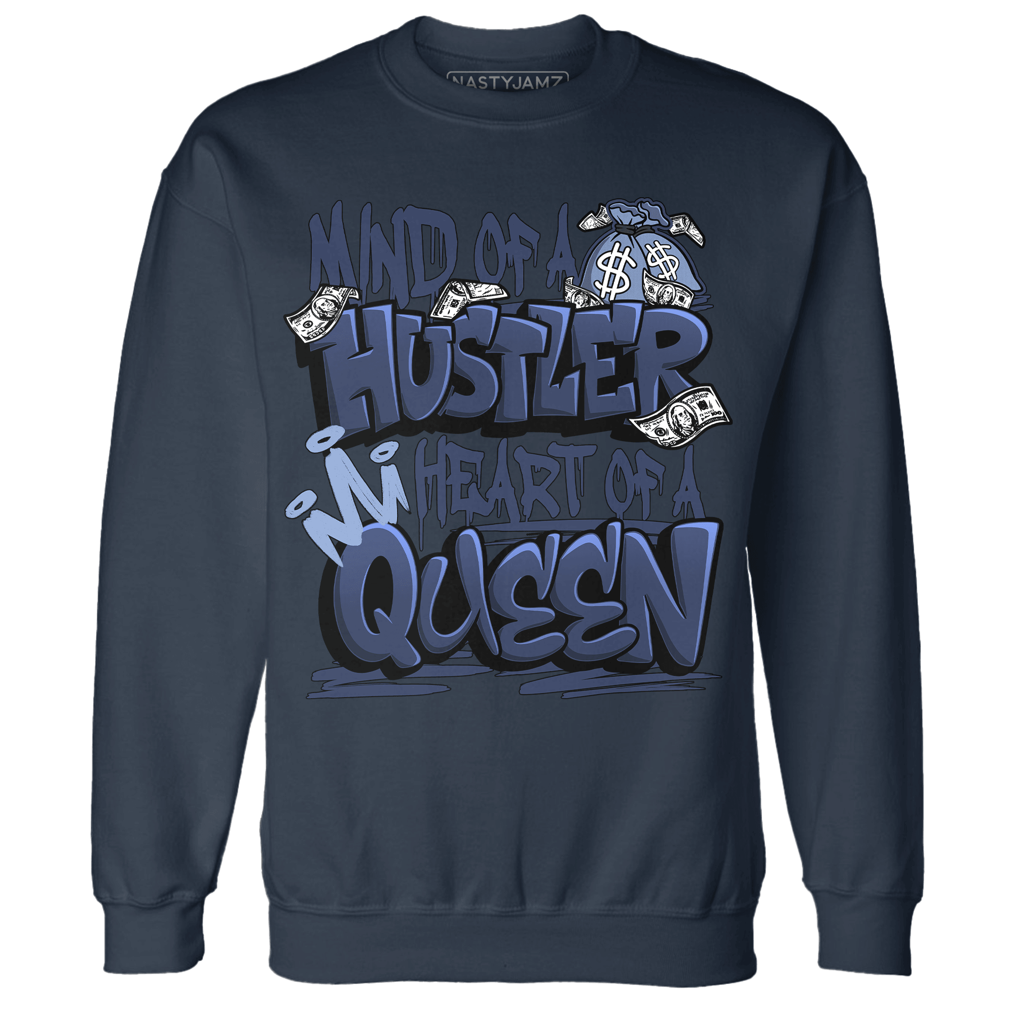 Midnight Navy 5s Sweatshirt Match Hustler Heart Queen - NastyJamz