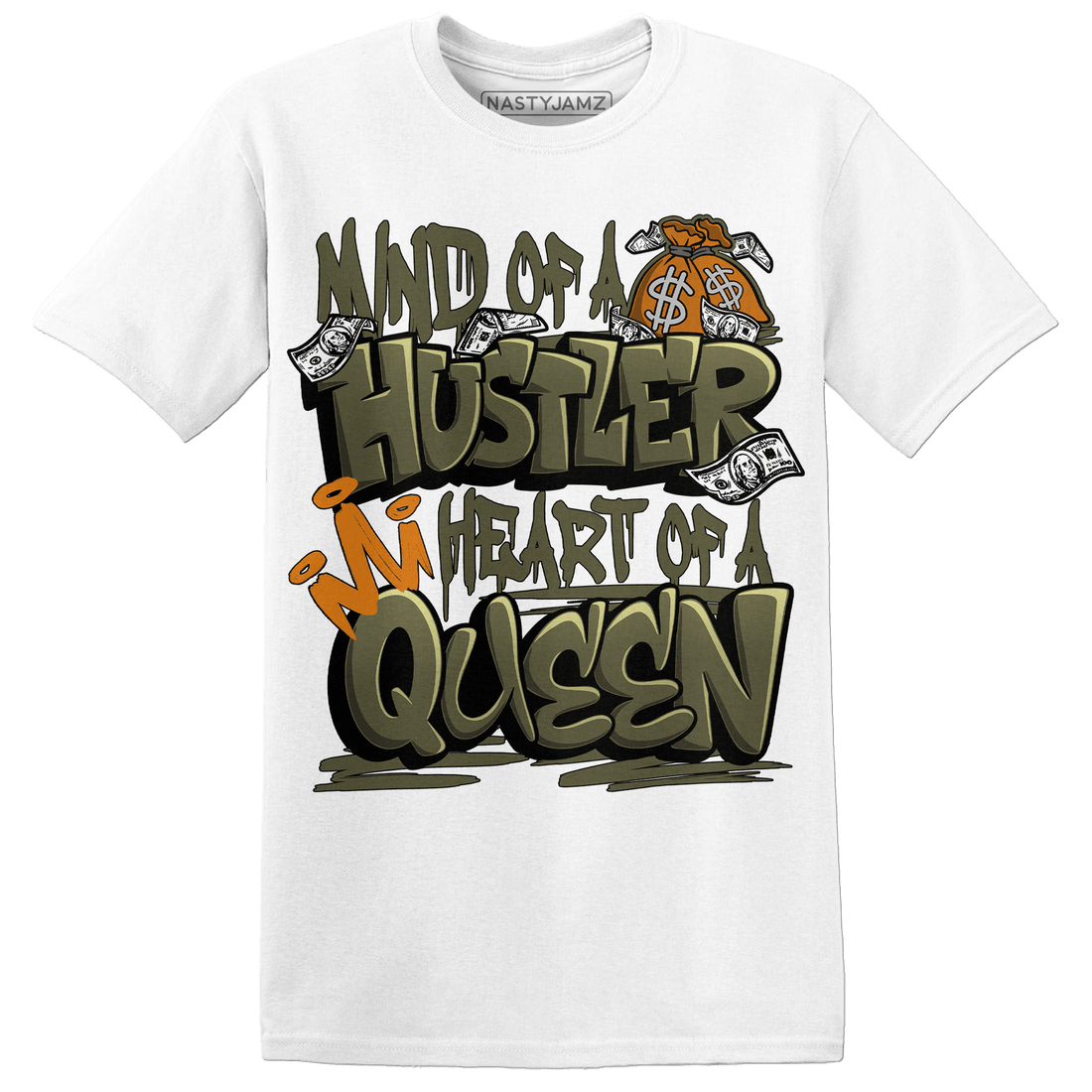 Olive 5s T Shirt Match Hustler Heart Queen - NastyJamz