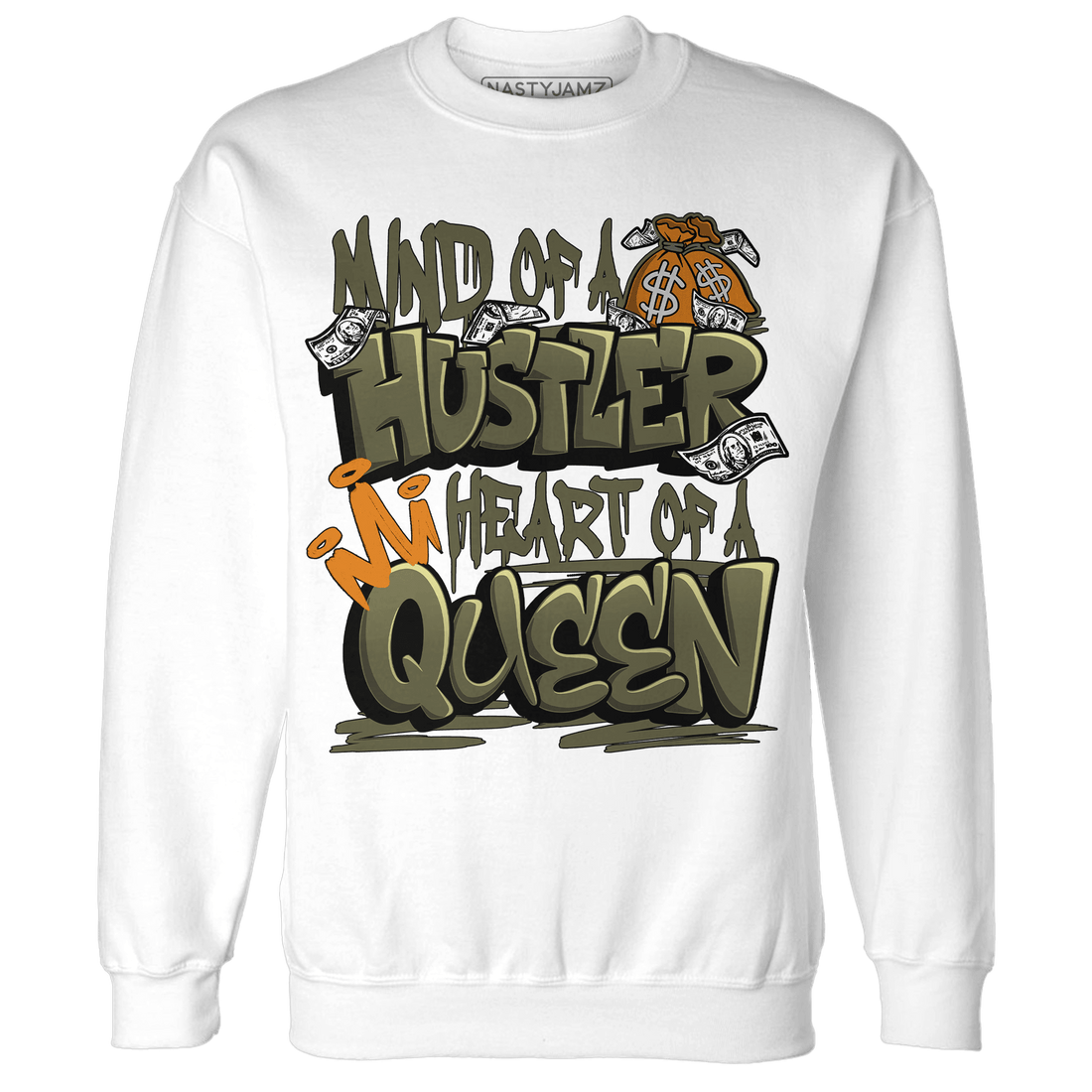 Olive 5s Sweatshirt Match Hustler Heart Queen - NastyJamz