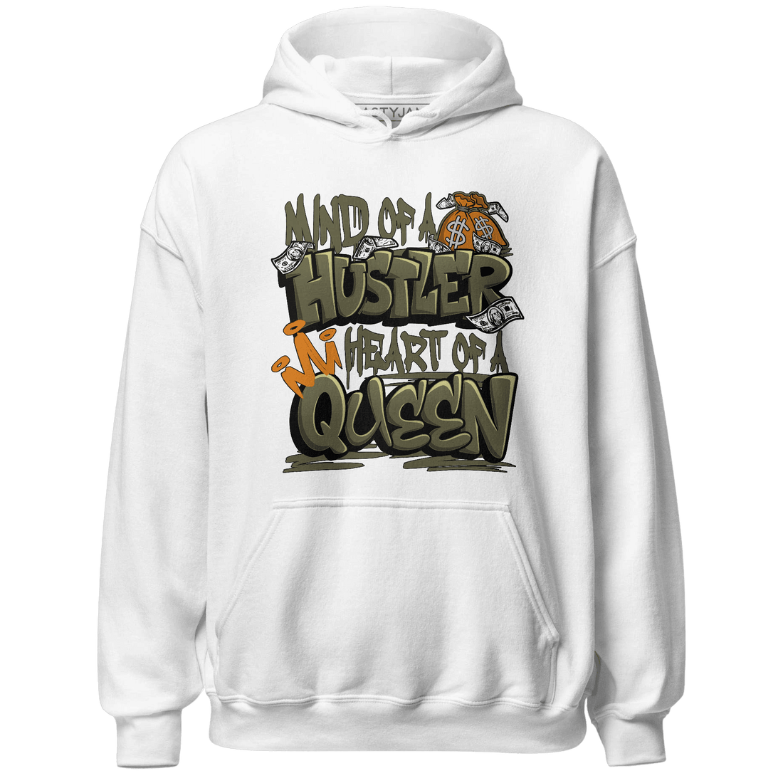 Olive 5s Hoodie Match Hustler Heart Queen - NastyJamz