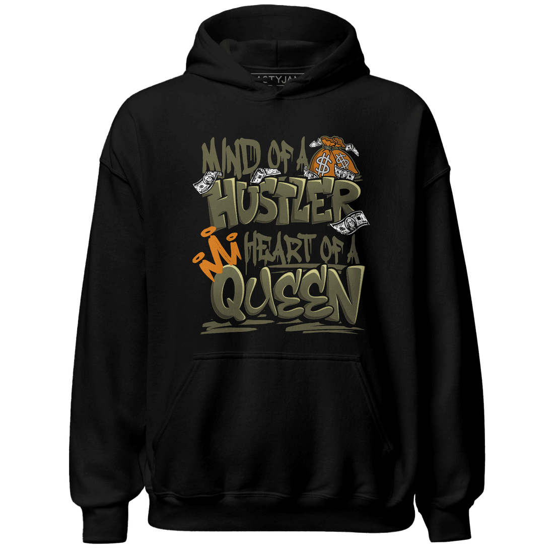 Olive 5s Hoodie Match Hustler Heart Queen - NastyJamz