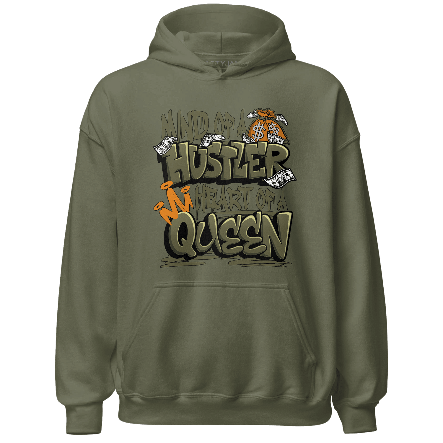 Olive 5s Hoodie Match Hustler Heart Queen - NastyJamz