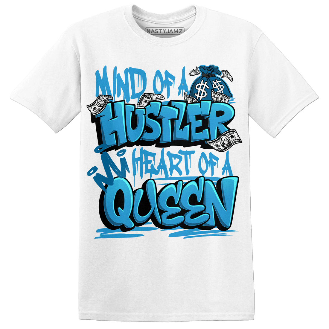 Powder Blue 9s T Shirt Match Hustler Heart Queen - NastyJamz