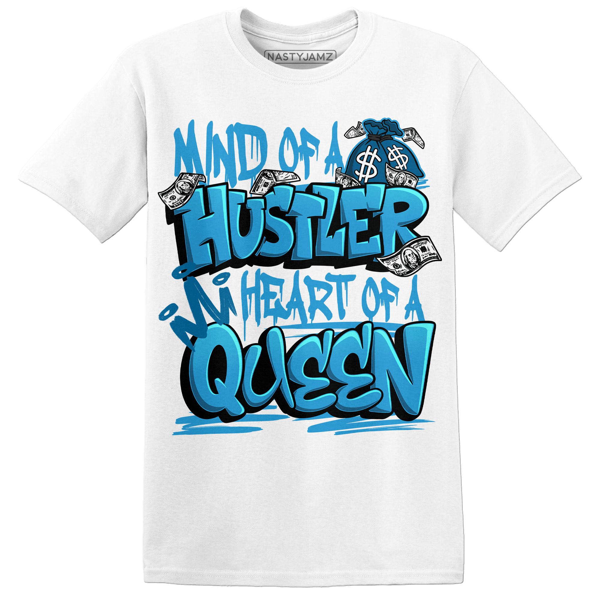 Powder Blue 9s T Shirt Match Hustler Heart Queen - NastyJamz