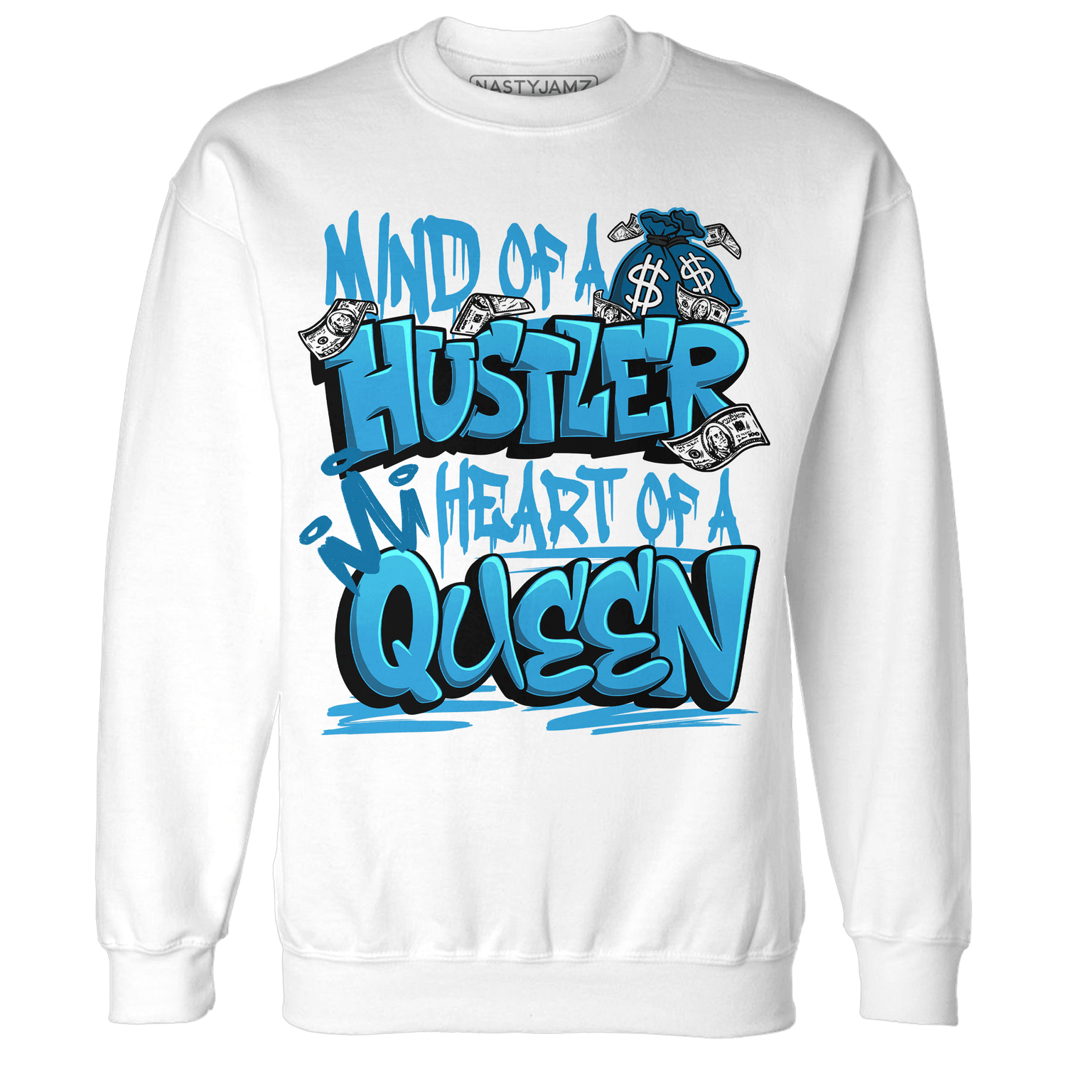 Powder Blue 9s Sweatshirt Match Hustler Heart Queen - NastyJamz