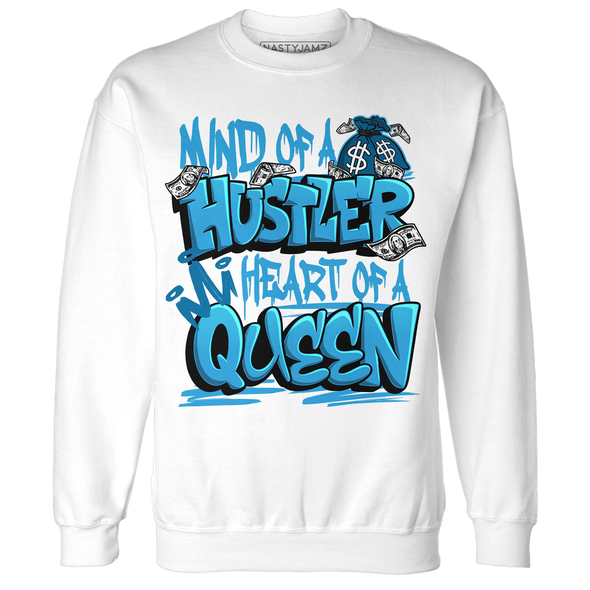 Powder Blue 9s Sweatshirt Match Hustler Heart Queen - NastyJamz