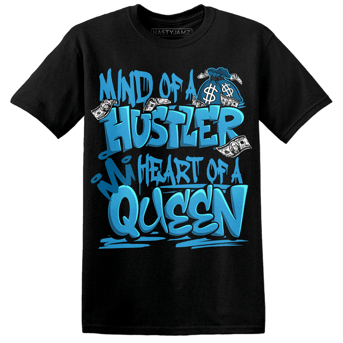 Powder Blue 9s T Shirt Match Hustler Heart Queen - NastyJamz