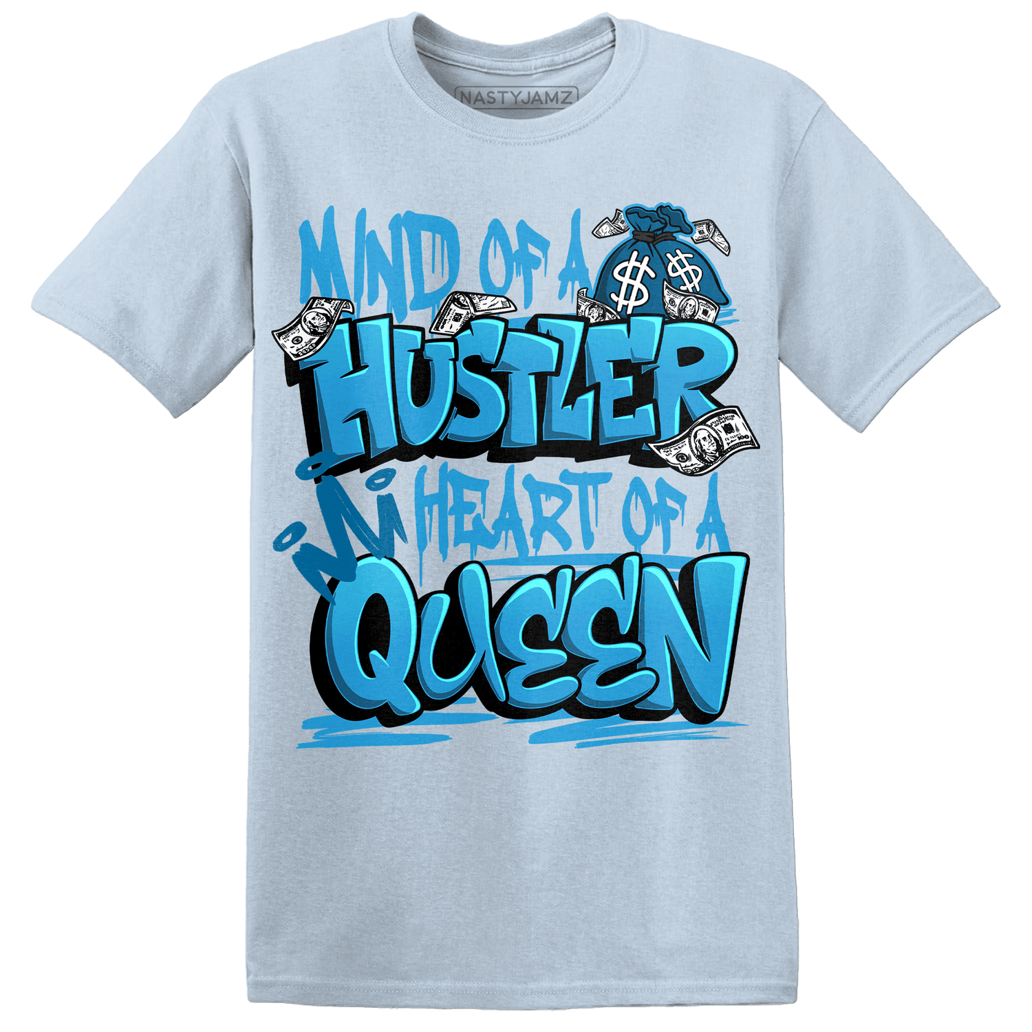 Powder Blue 9s T Shirt Match Hustler Heart Queen - NastyJamz