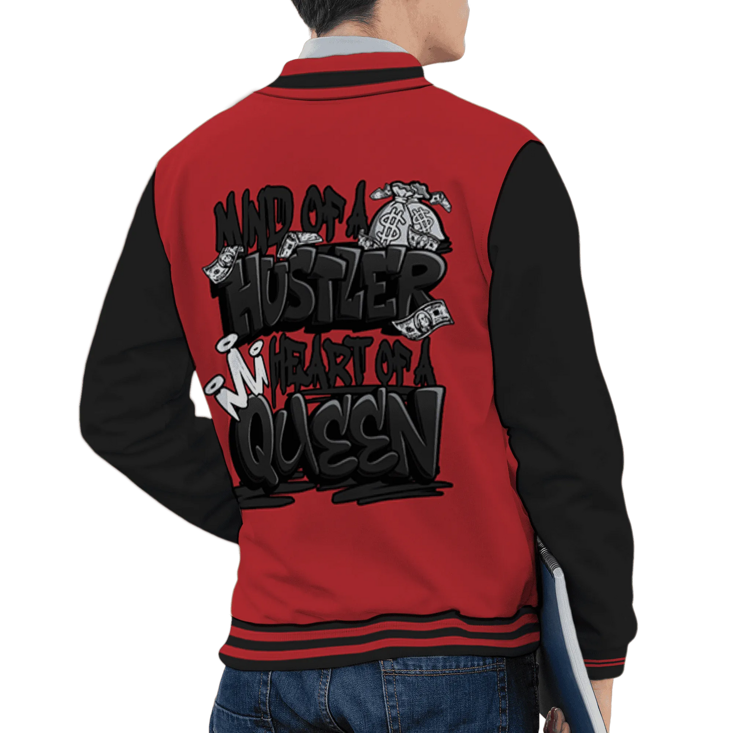 Black-Toe-Reimagined-Red-White-1s-NastyJamz-Varsity-Match-Hustler-Heart-Queen