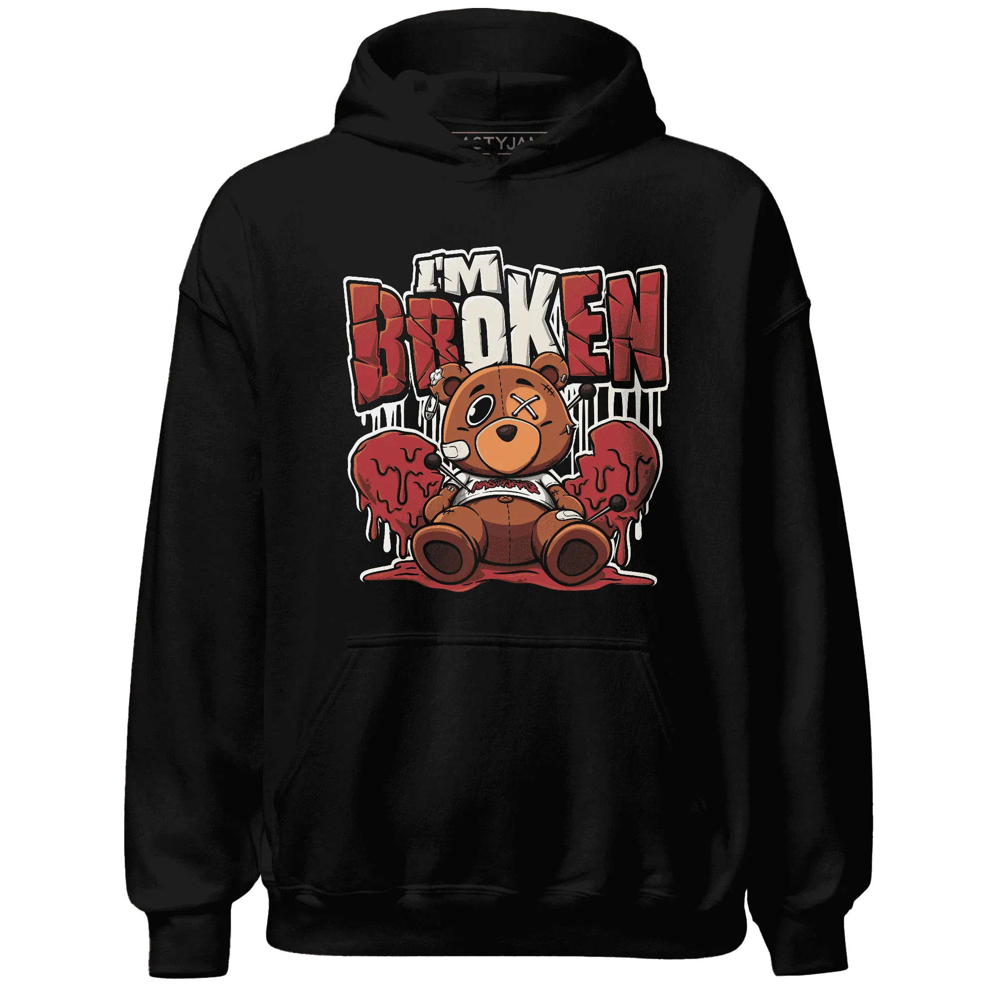 Black-Toe-Reimagined-Red-White-1s-NastyJamz-Hoodie-Match-Im-Broken-BER
