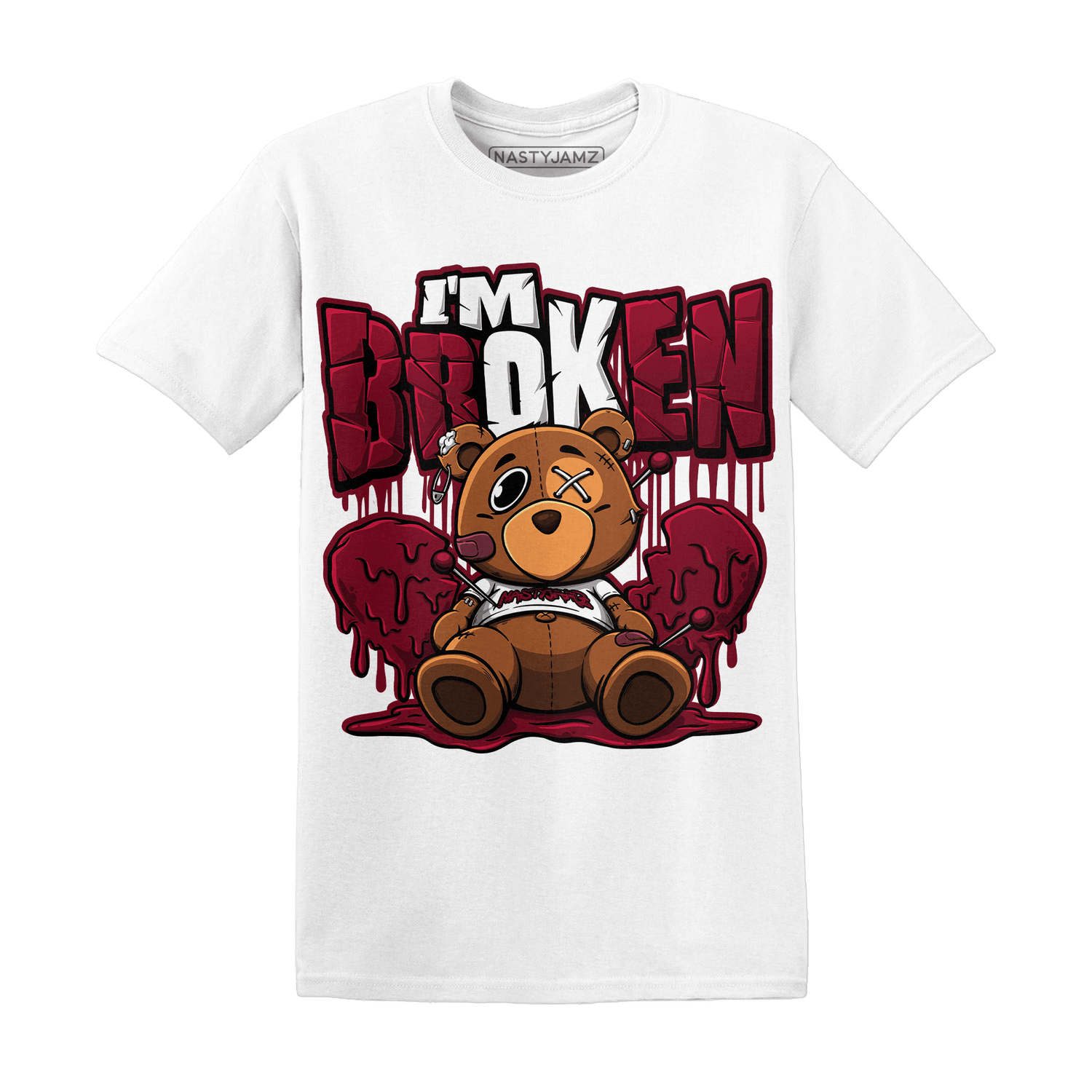 High White Team Red 1s T Shirt Im Broken BER - NastyJamz