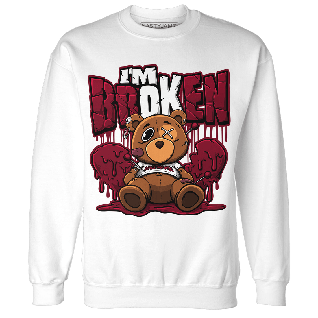 High White Team Red 1s Sweatshirt Match Im Broken BER - NastyJamz