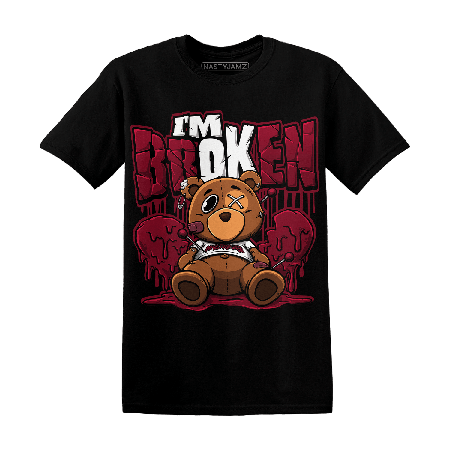High White Team Red 1s T Shirt Im Broken BER - NastyJamz