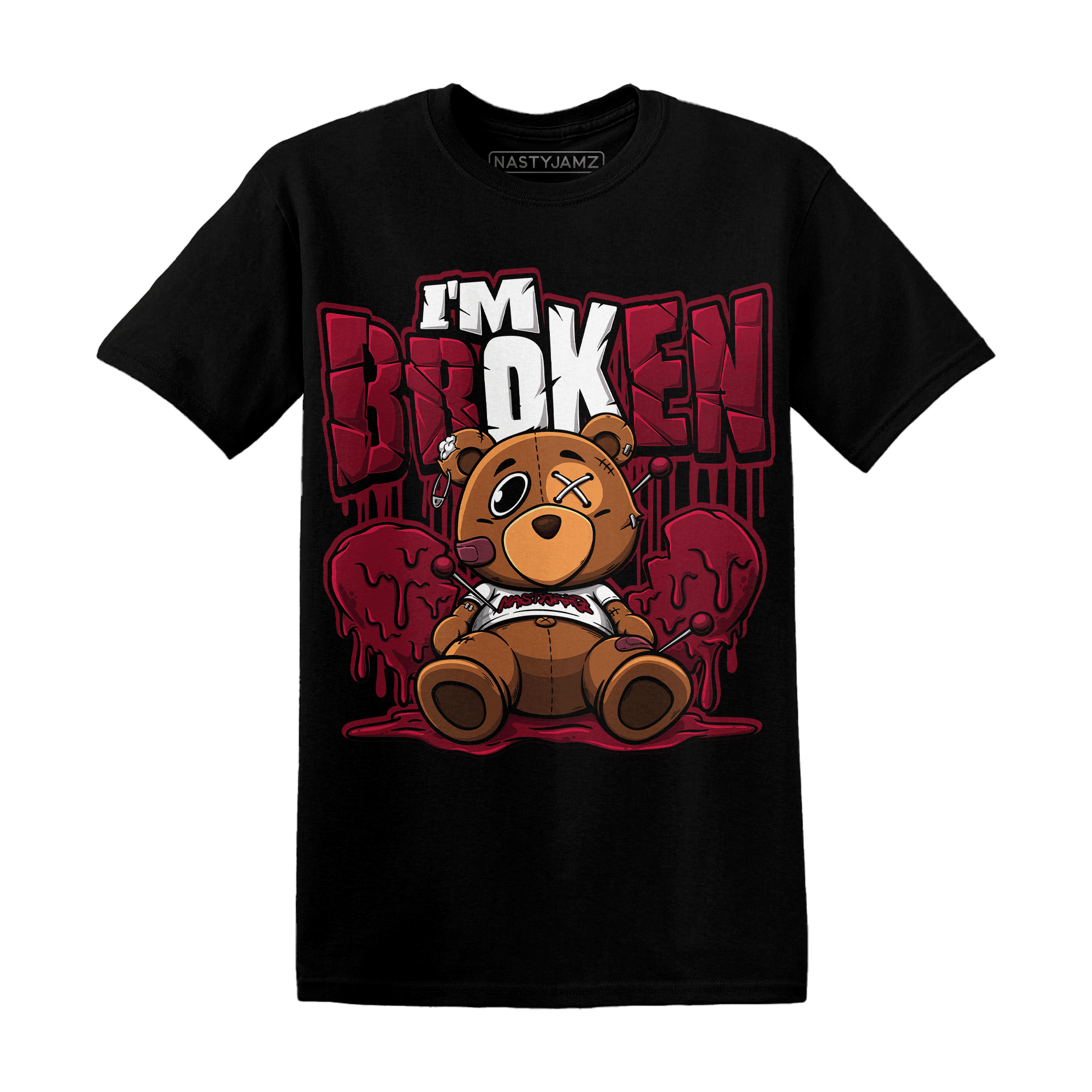 High White Team Red 1s T Shirt Im Broken BER - NastyJamz