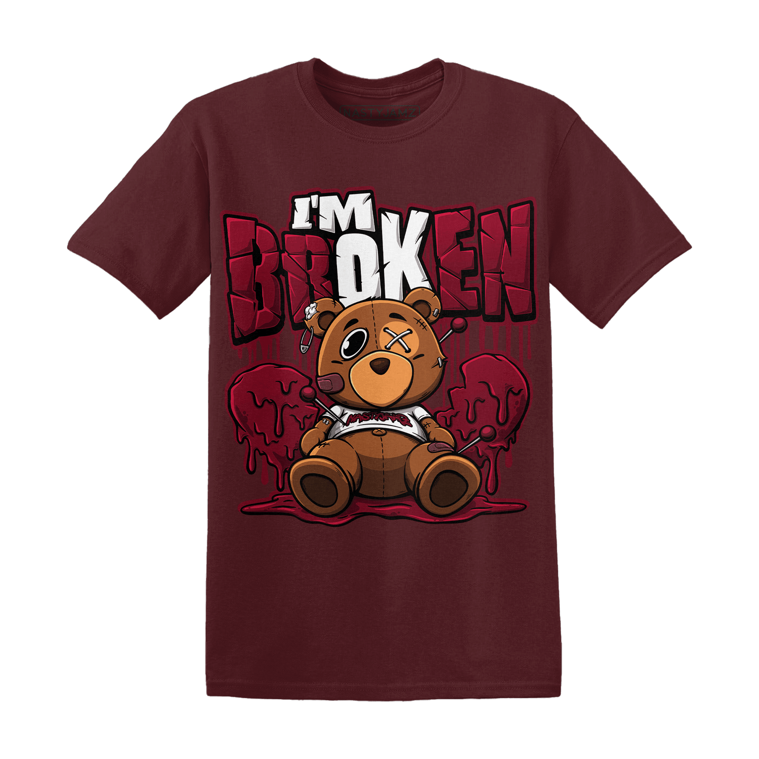High White Team Red 1s T Shirt Im Broken BER - NastyJamz
