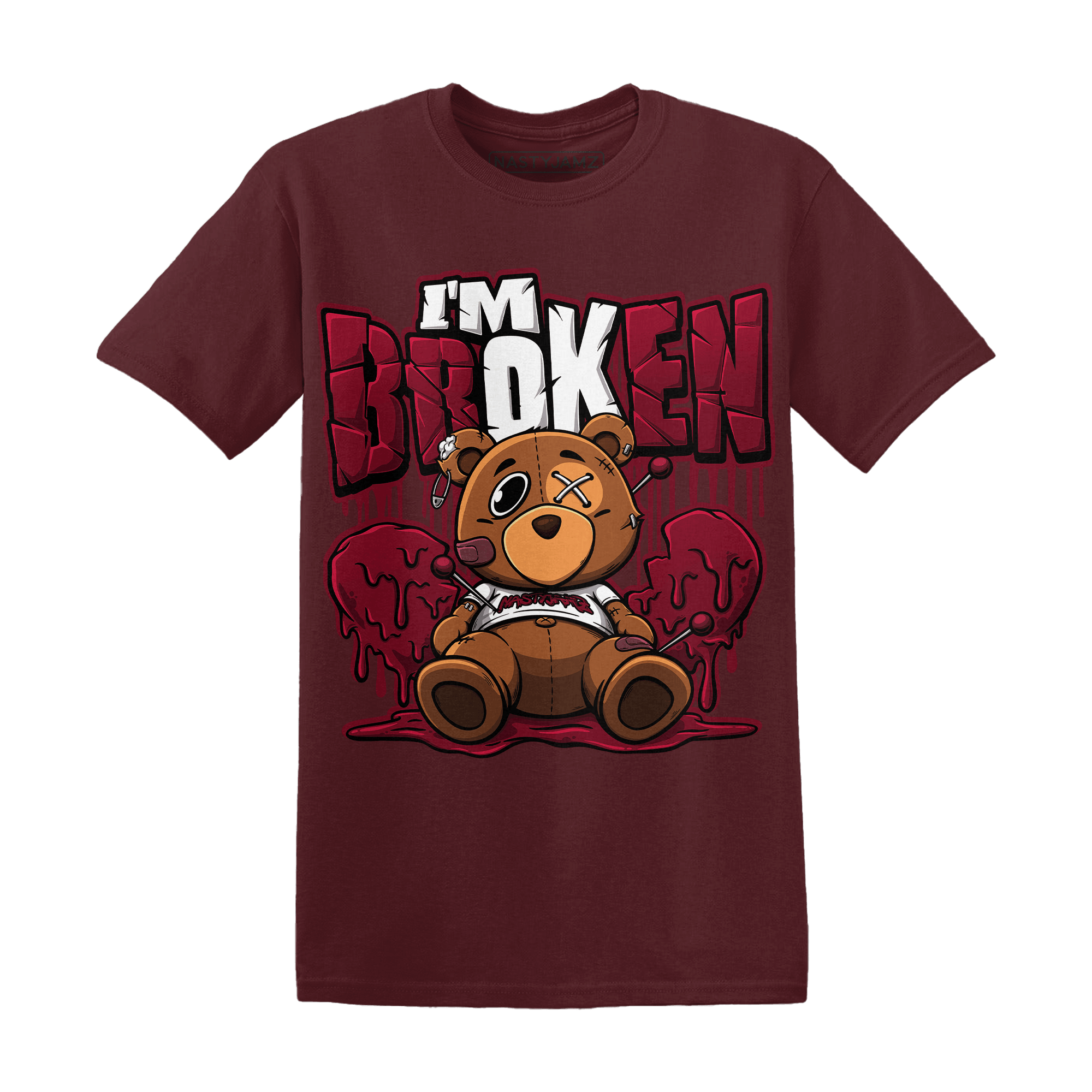 High White Team Red 1s T Shirt Im Broken BER - NastyJamz