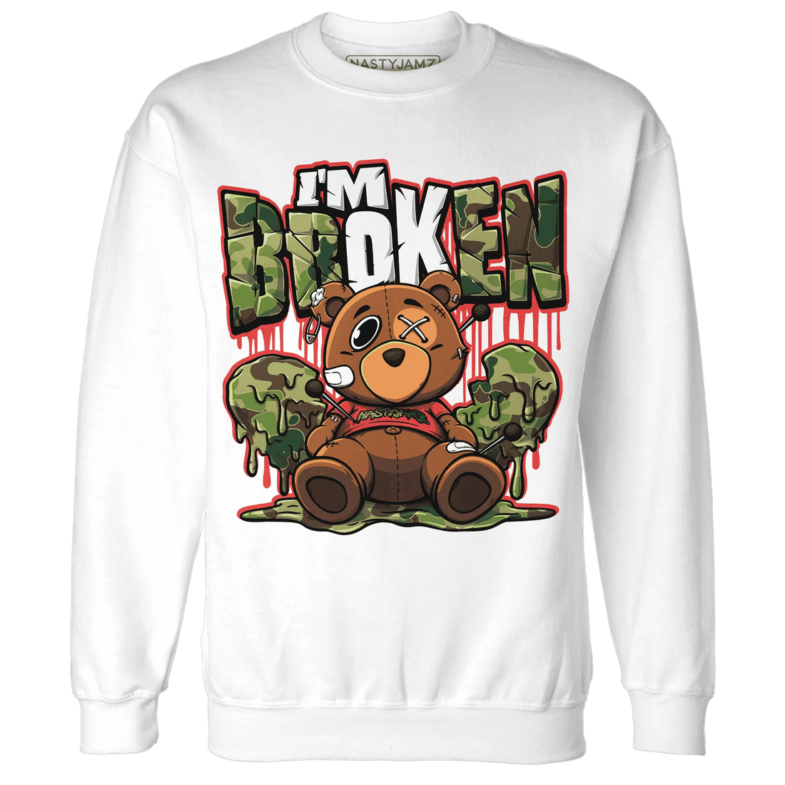 AM-90-Dark-Sage-Solar-Red-NastyJamz-Sweatshirt-Match-Im-Broken-BER