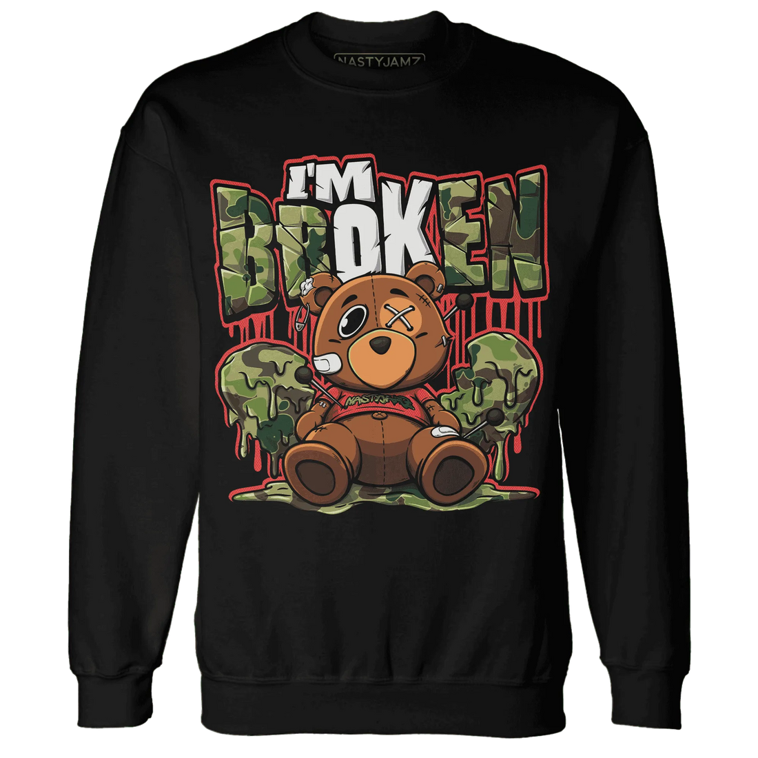 AM-90-Dark-Sage-Solar-Red-NastyJamz-Sweatshirt-Match-Im-Broken-BER