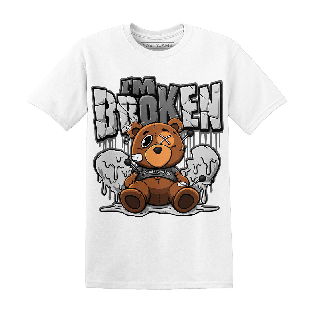 Retro High OG Black White 1s T Shirt Im Broken BER - NastyJamz