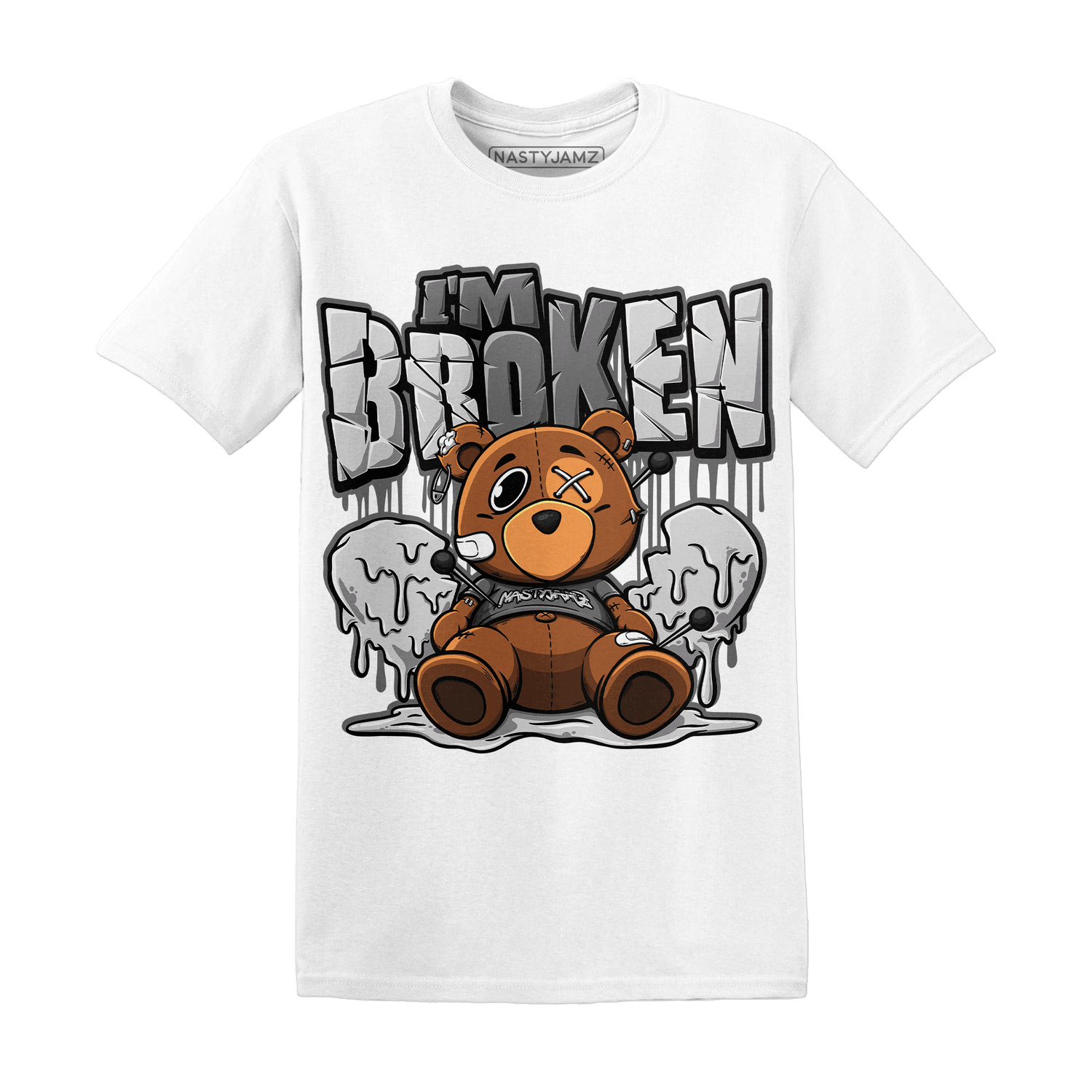 Retro High OG Black White 1s T Shirt Im Broken BER - NastyJamz