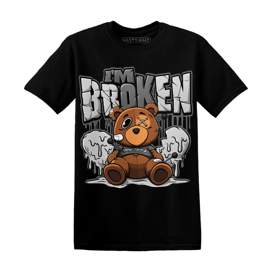 Retro High OG Black White 1s T Shirt Im Broken BER - NastyJamz