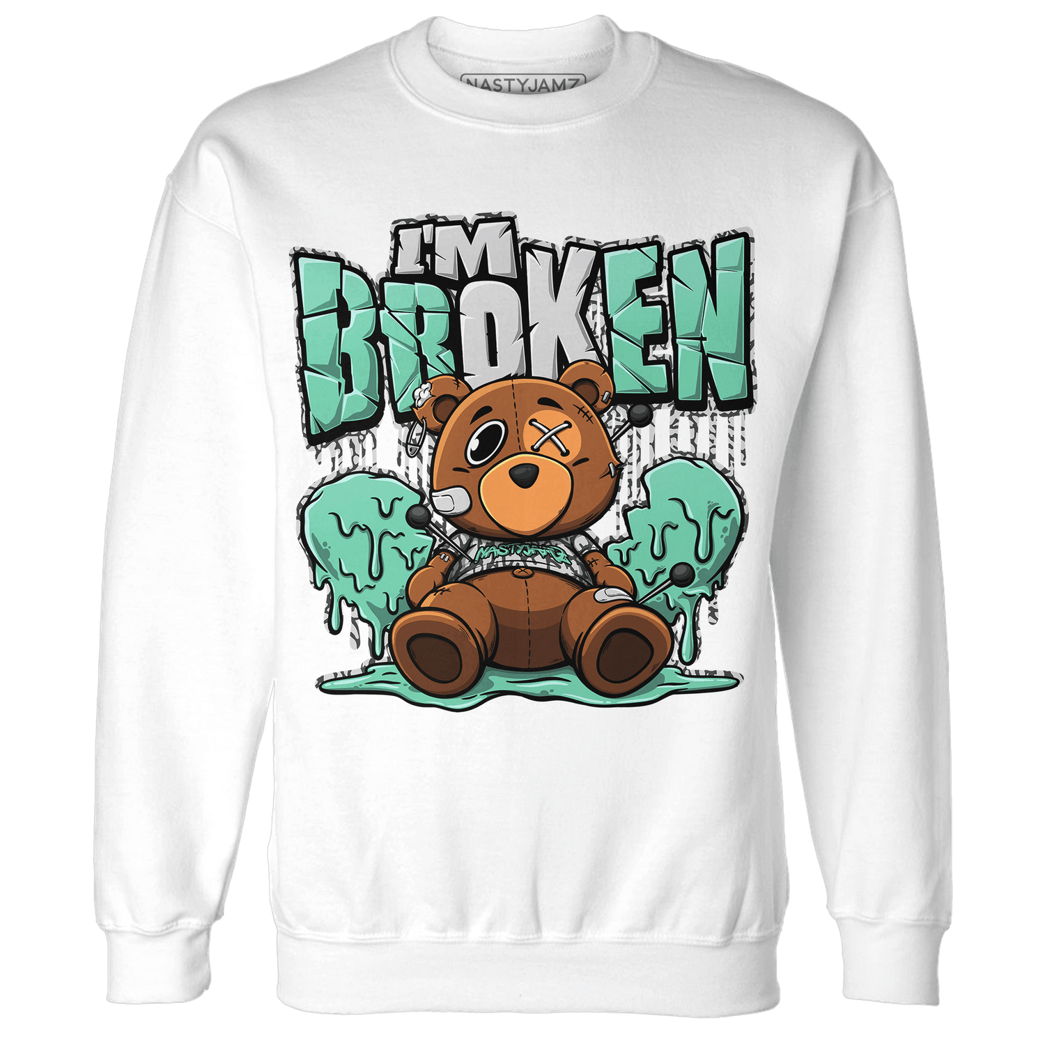 Green Glow 3s Sweatshirt Match Im Broken BER - NastyJamz