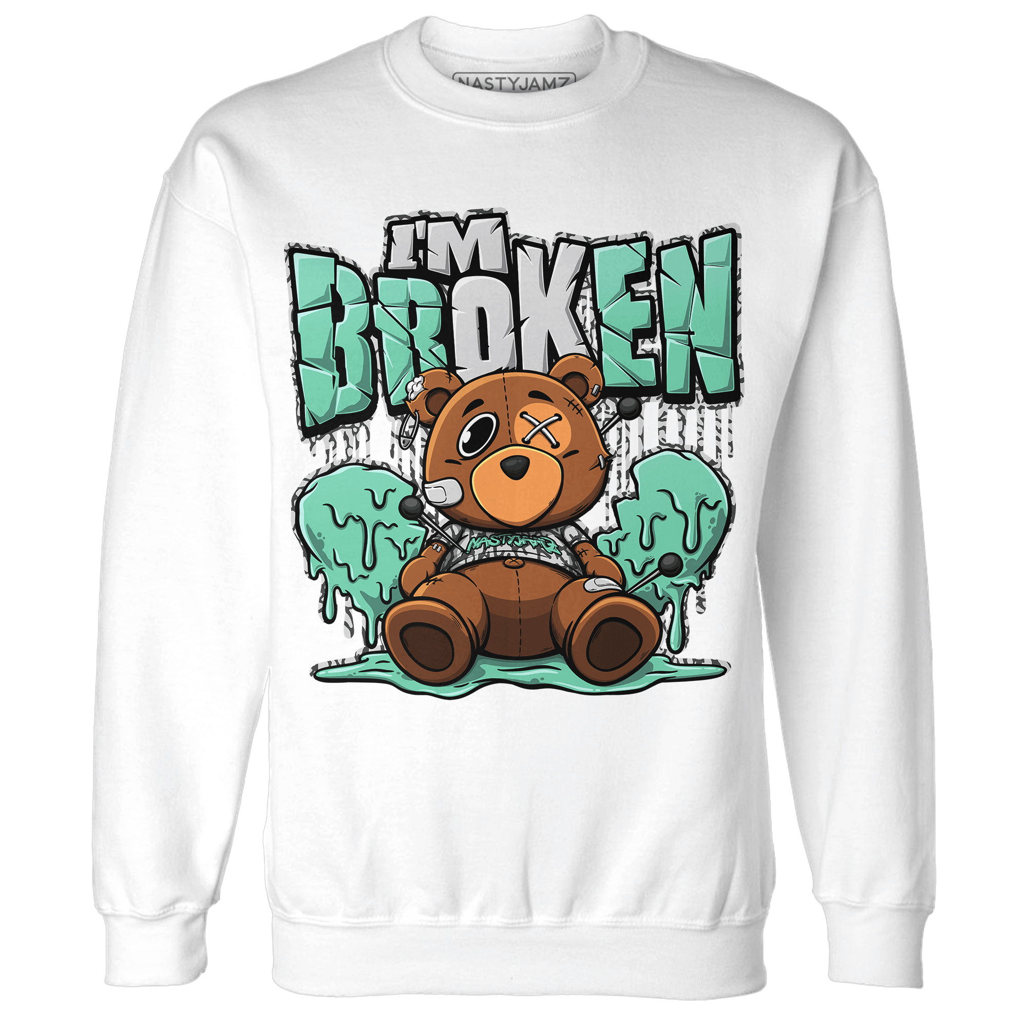 Green Glow 3s Sweatshirt Match Im Broken BER - NastyJamz