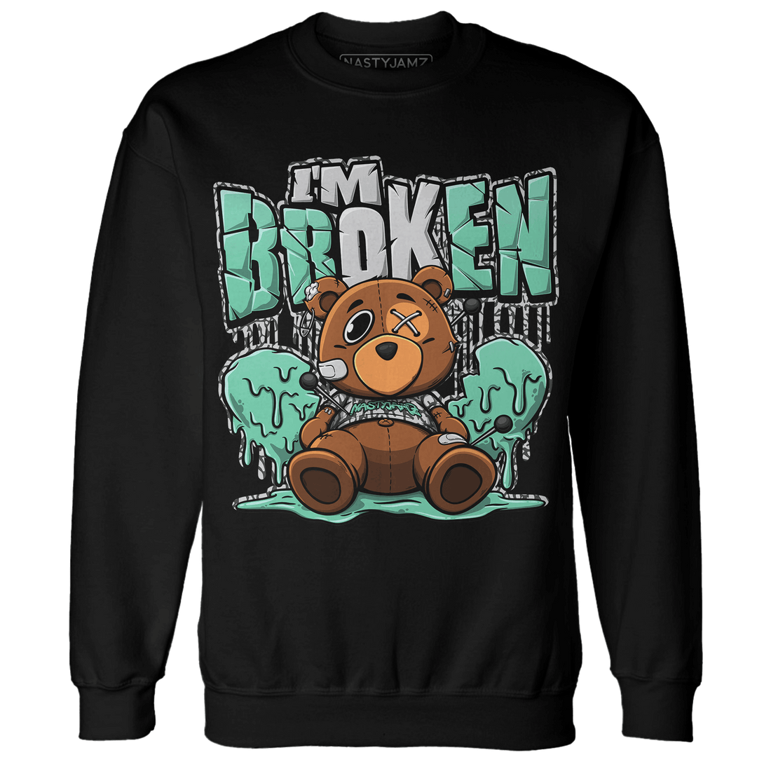 Green Glow 3s Sweatshirt Match Im Broken BER - NastyJamz