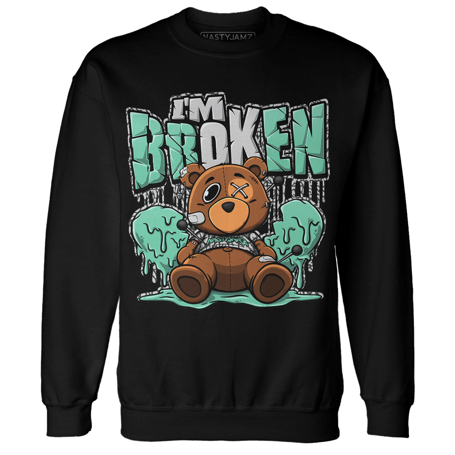 Green Glow 3s Sweatshirt Match Im Broken BER - NastyJamz