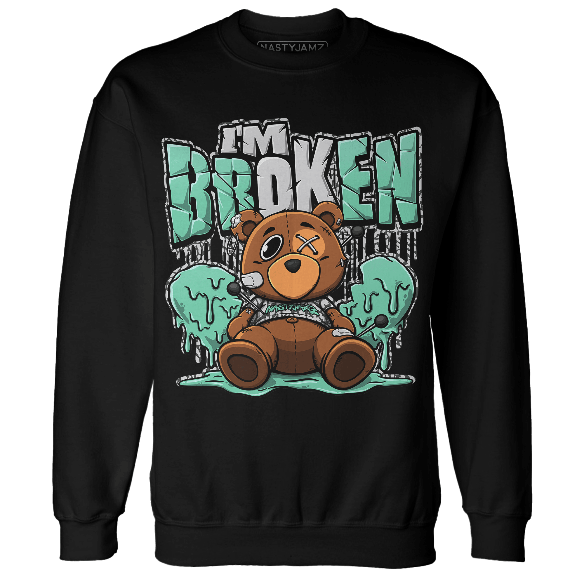 Green Glow 3s Sweatshirt Match Im Broken BER - NastyJamz