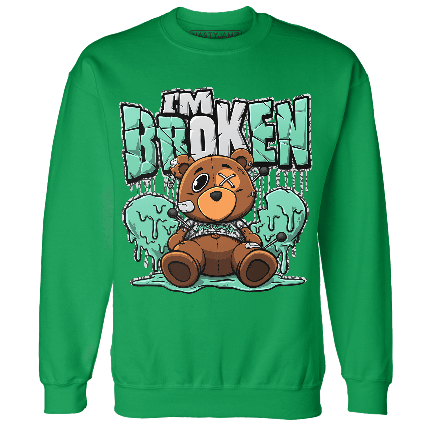 Green Glow 3s Sweatshirt Match Im Broken BER - NastyJamz