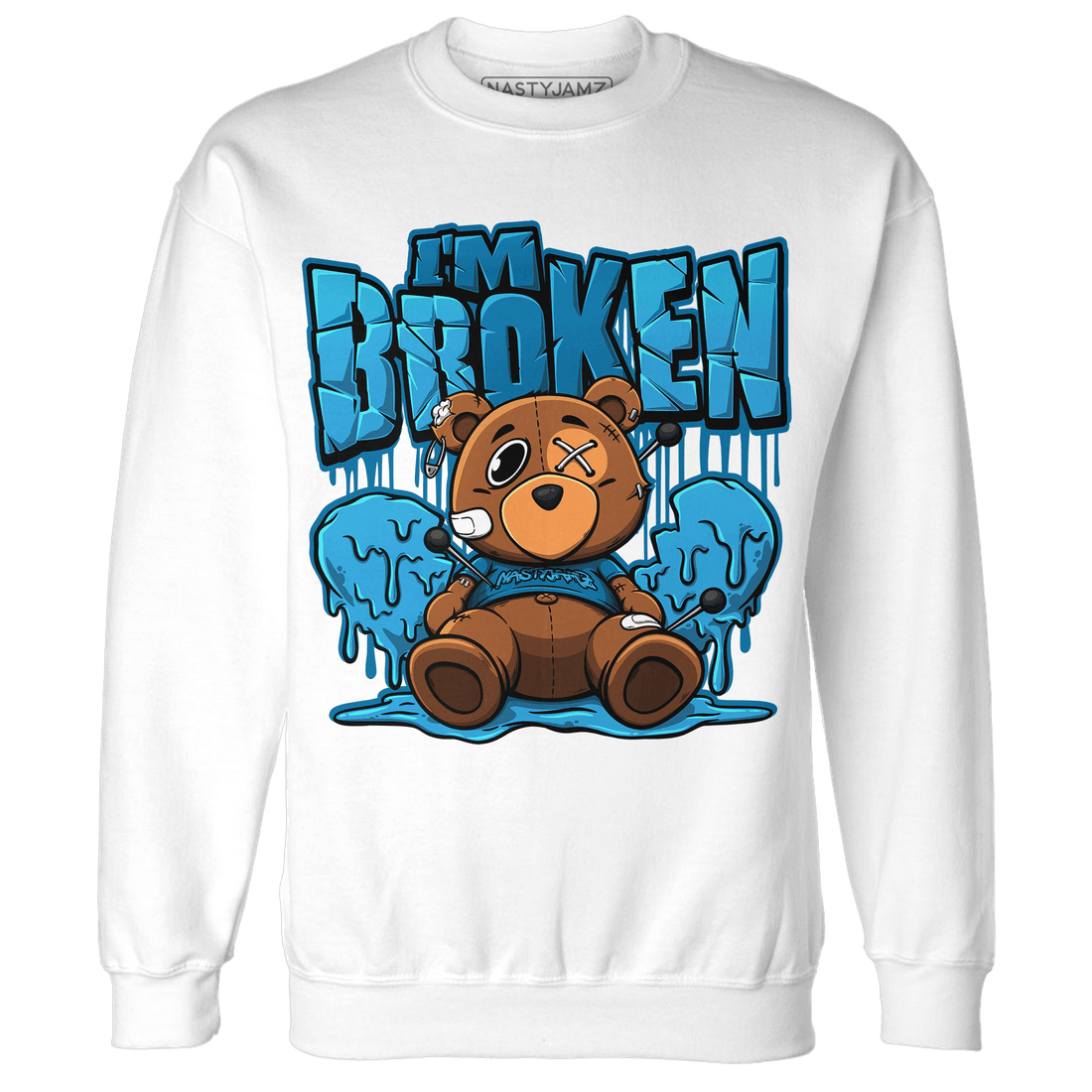 Powder Blue 9s Sweatshirt Match Im Broken BER - NastyJamz