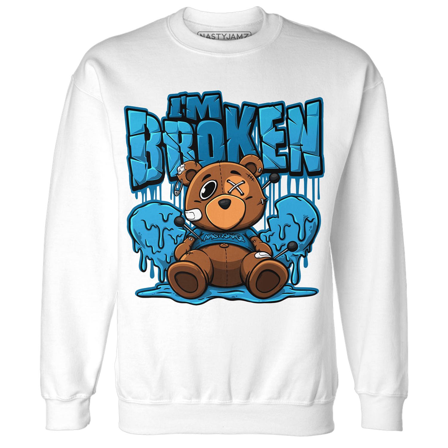 Powder Blue 9s Sweatshirt Match Im Broken BER - NastyJamz
